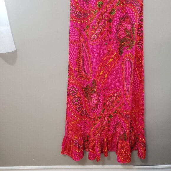Vintage Pink Paisley Maxi Dress Boho Festival Sz S - Picture 7 of 10